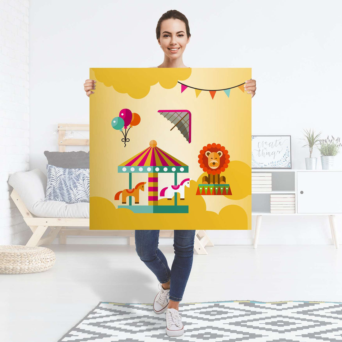 Selbstklebender Folienbogen Löwenstark - Größe: 90x90 cm