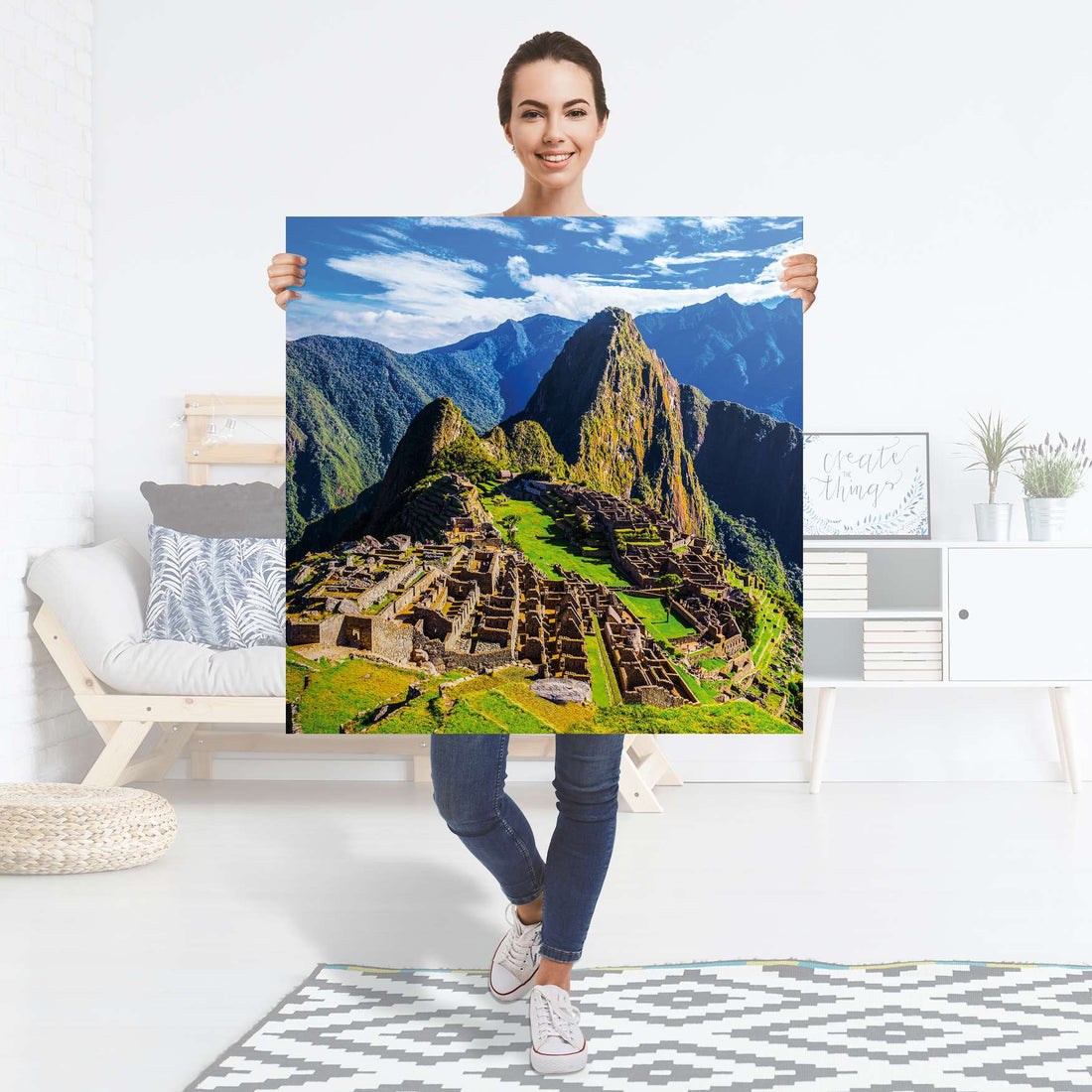 Selbstklebender Folienbogen Machu Picchu - Größe: 90x90 cm