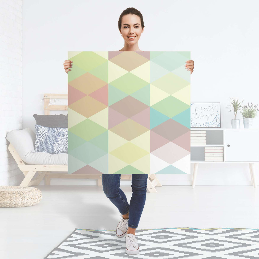 Selbstklebender Folienbogen Melitta Pastell Geometrie - Größe: 90x90 cm