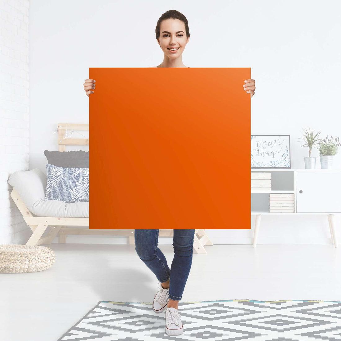 Selbstklebender Folienbogen Orange Dark - Größe: 90x90 cm