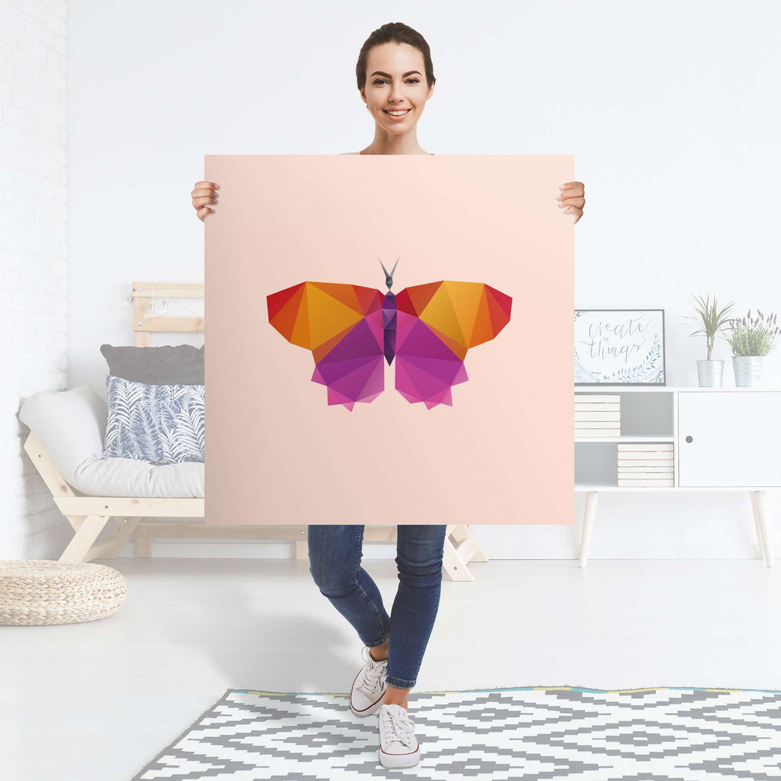 Selbstklebender Folienbogen Origami Butterfly - Größe: 90x90 cm