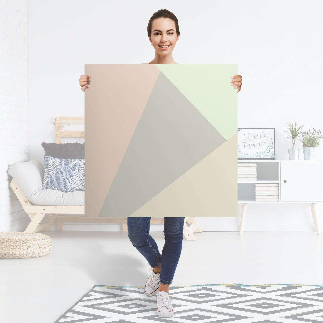 Selbstklebender Folienbogen Pastell Geometrik - Größe: 90x90 cm