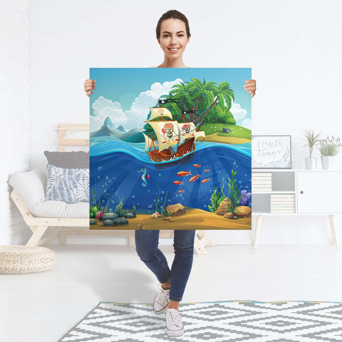 Selbstklebender Folienbogen Pirates - Größe: 90x90 cm