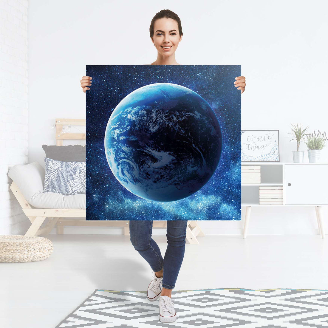 Selbstklebender Folienbogen Planet Blue - Größe: 90x90 cm