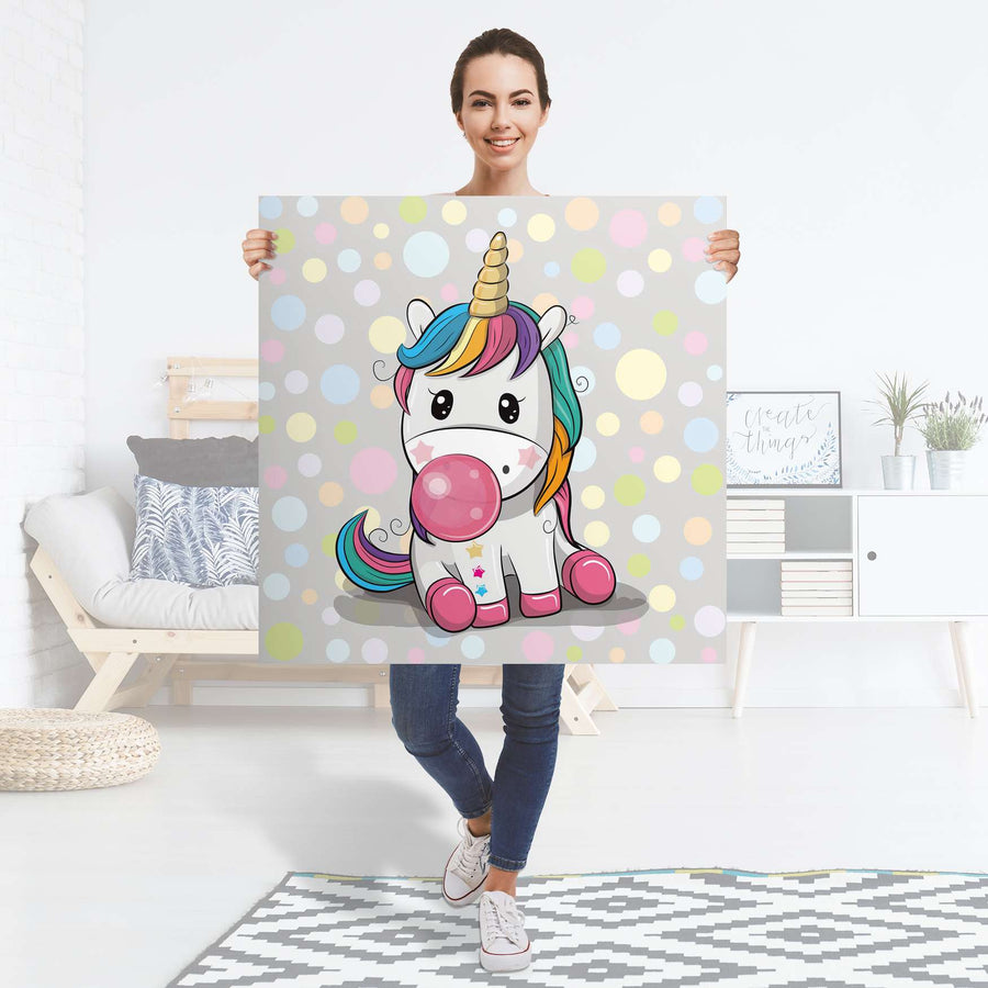 Selbstklebender Folienbogen Rainbow das Einhorn - Größe: 90x90 cm