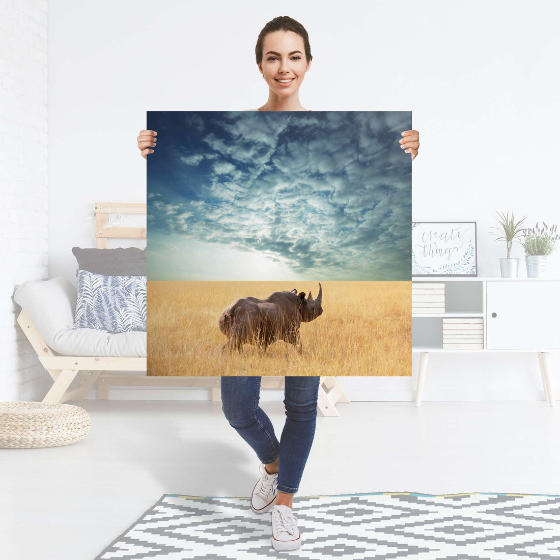 Selbstklebender Folienbogen Rhino - Größe: 90x90 cm