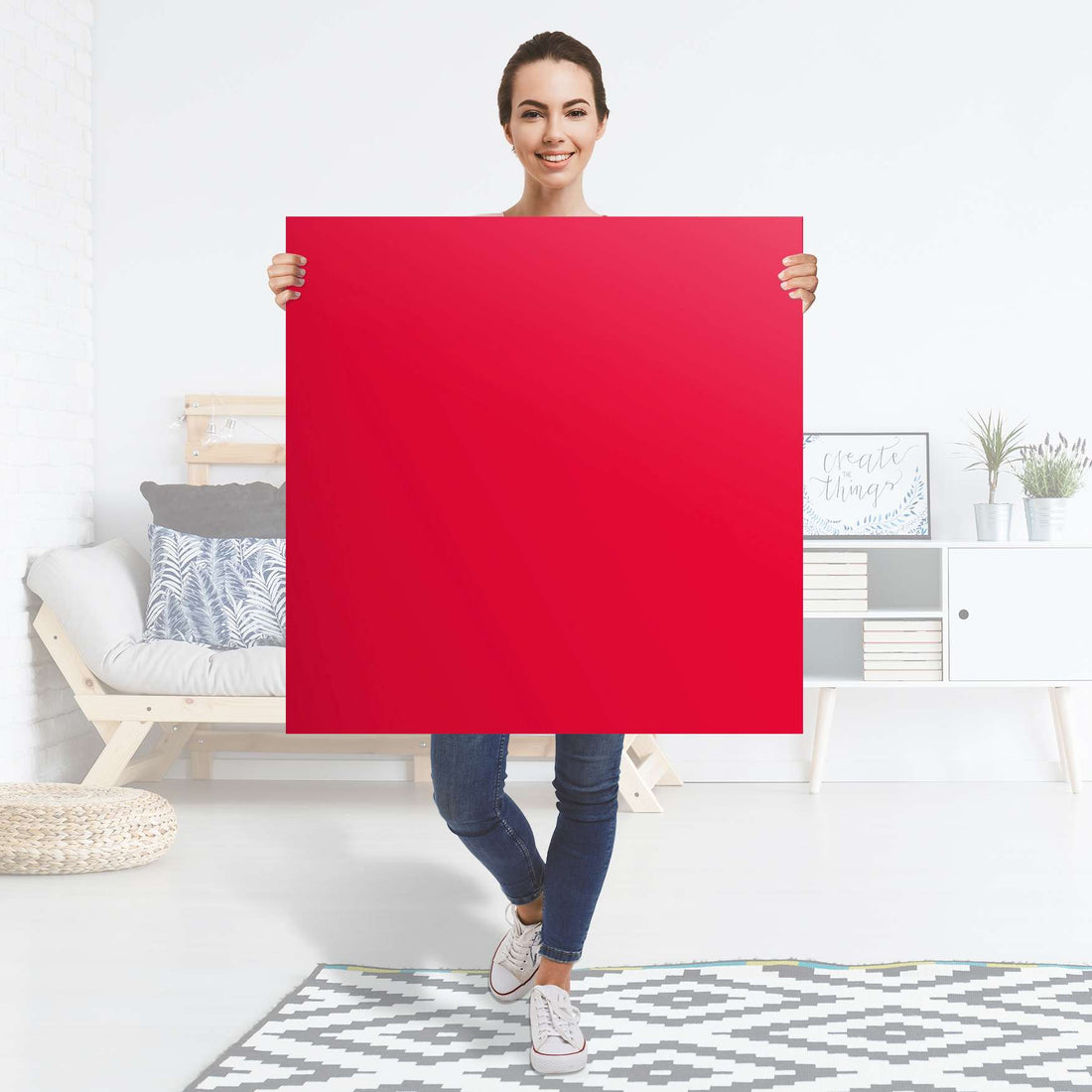 Selbstklebender Folienbogen Rot Light - Größe: 90x90 cm