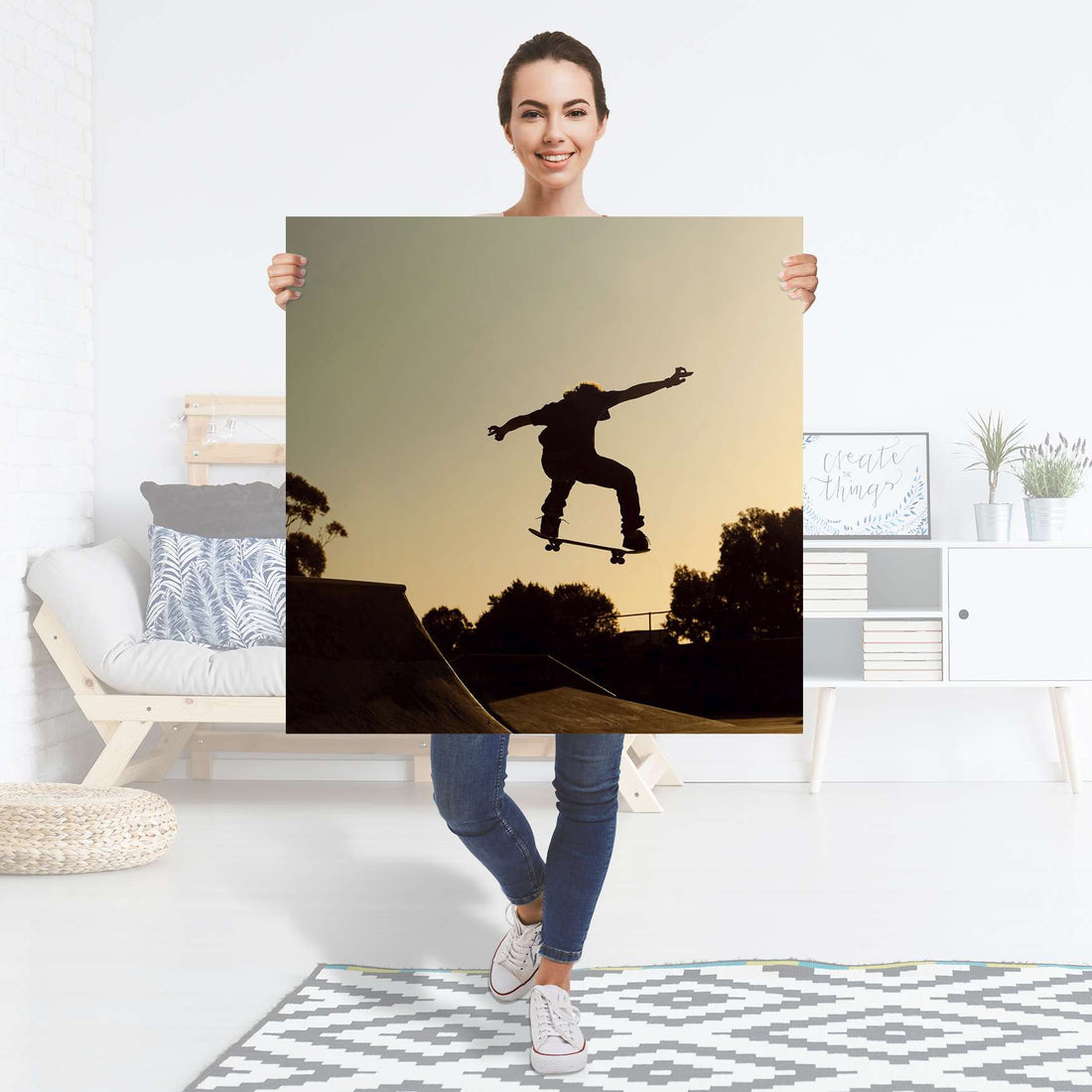 Selbstklebender Folienbogen Skater - Größe: 90x90 cm