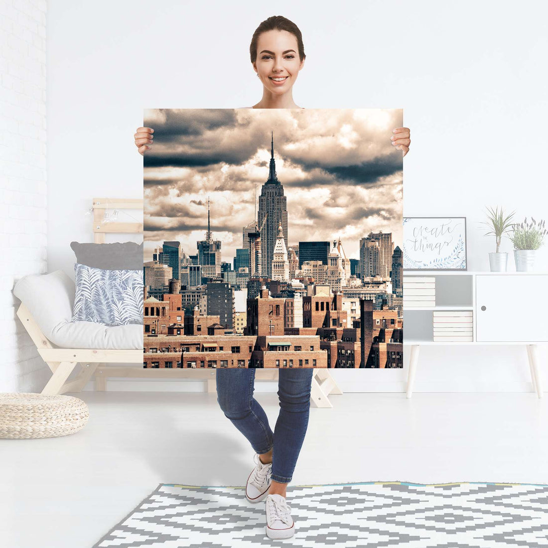Selbstklebender Folienbogen Skyline NYC - Größe: 90x90 cm