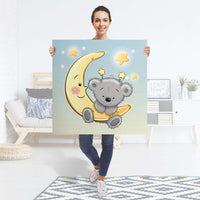 Selbstklebender Folienbogen Teddy und Mond - Größe: 90x90 cm