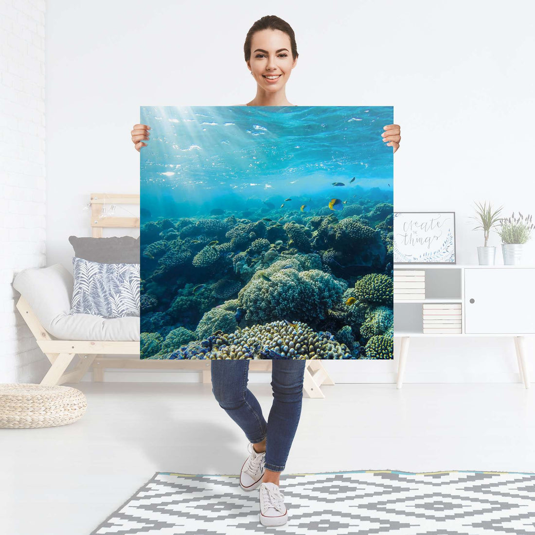Selbstklebender Folienbogen Underwater World - Größe: 90x90 cm