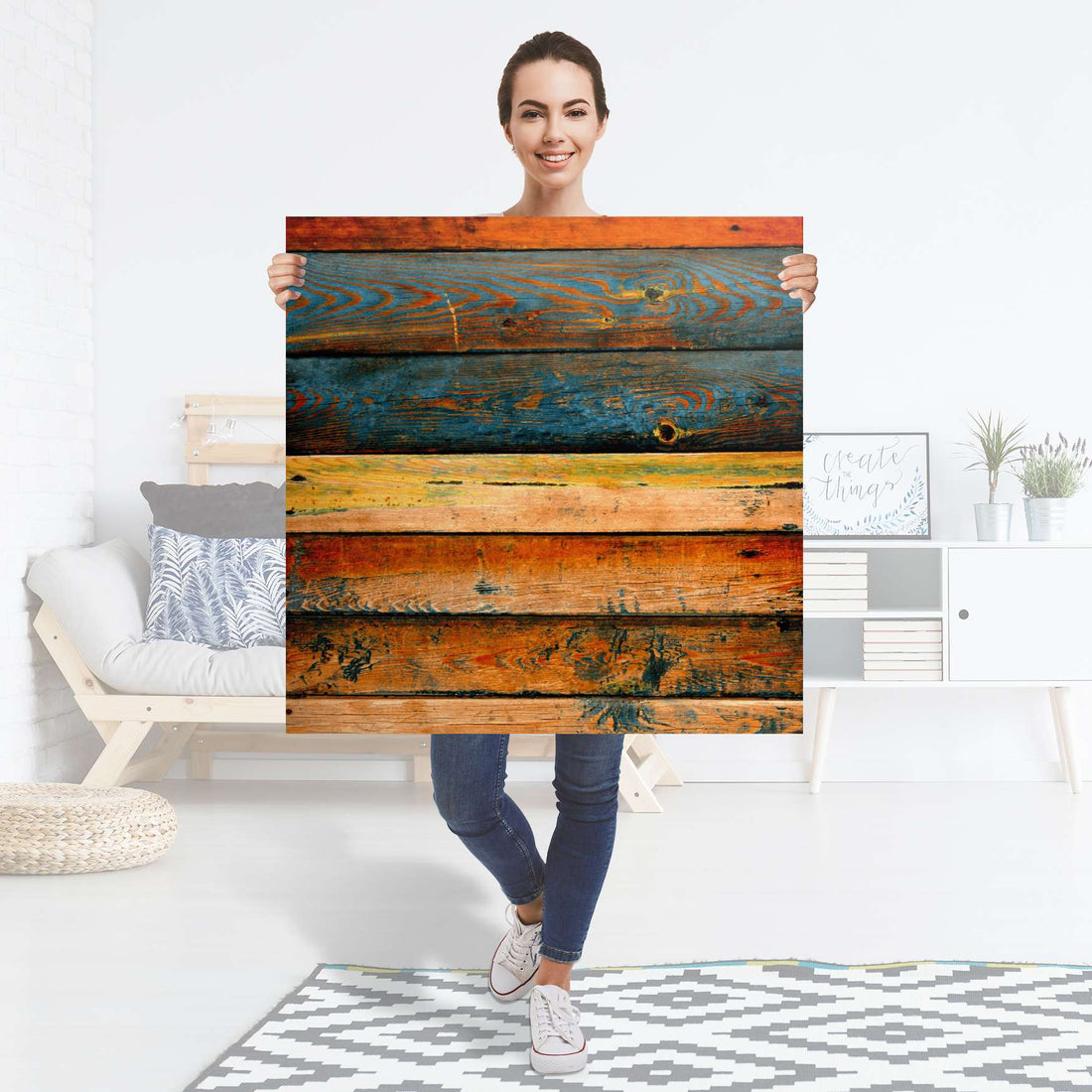 Selbstklebender Folienbogen Wooden - Größe: 90x90 cm