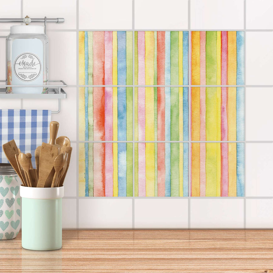 Klebefliesen Küche - Watercolor Stripes