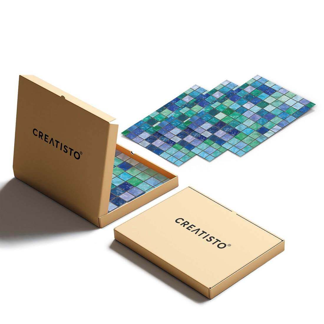 Klebefliesen rechteckig Mosaik Grün-Blau - Verpackung - creatisto pds2