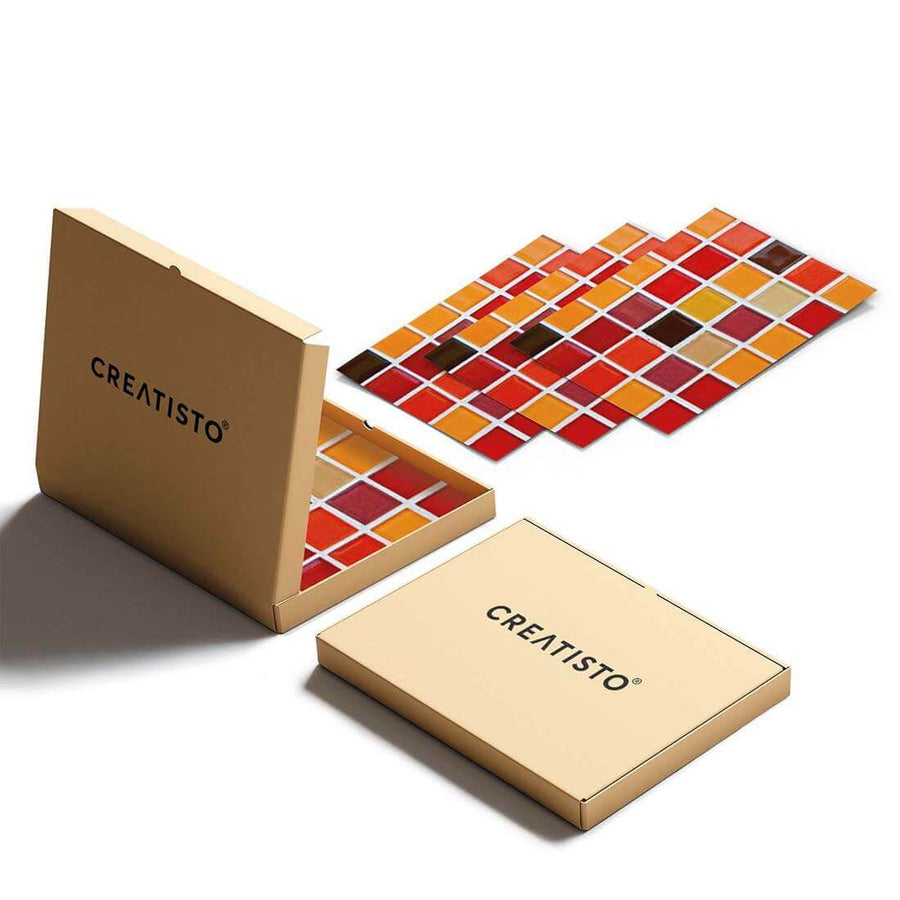 Klebefliesen rechteckig Mosaik Rot-Orange - Verpackung - creatisto pds2