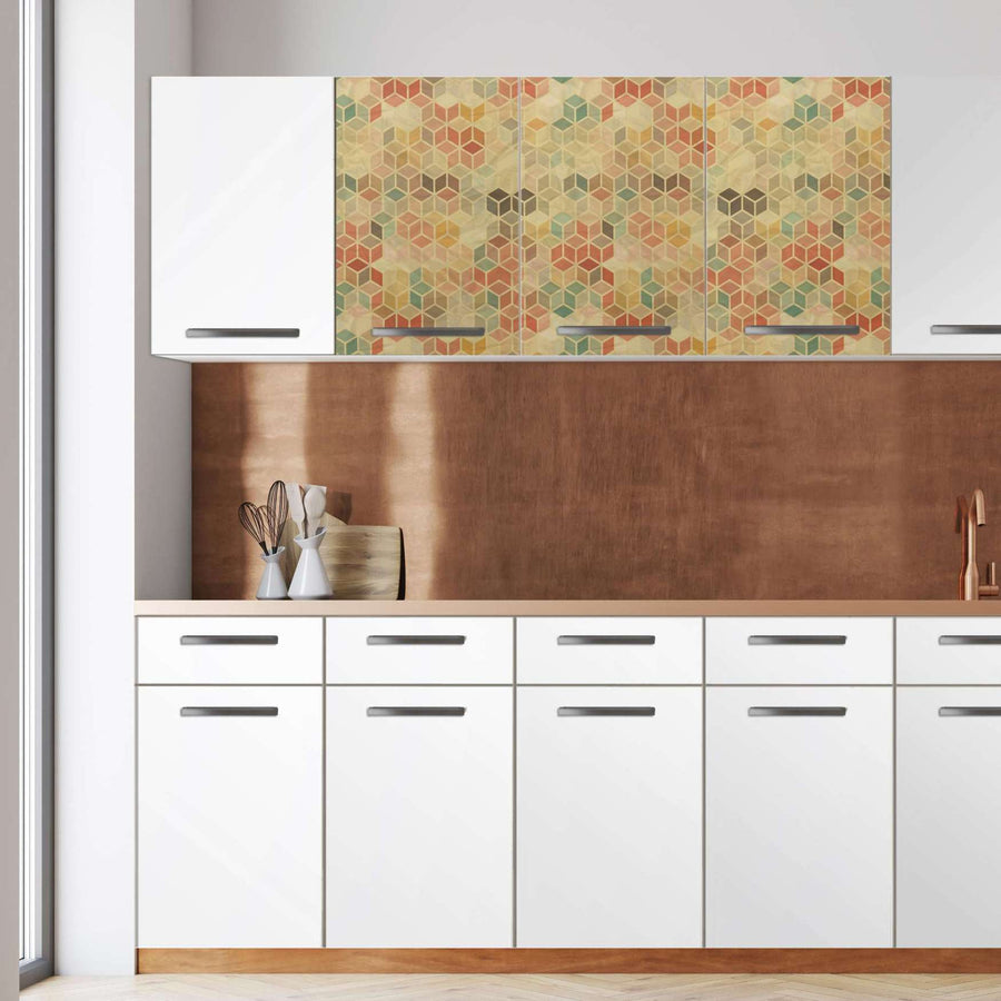 Klebefolie für die Küche -3D Retro Pattern- Wandschrank 120x60 cm - Front