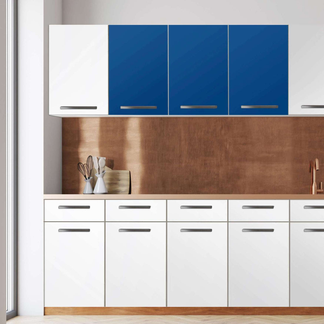 Klebefolie für die Küche -Blau Dark- Wandschrank 120x60 cm - Front