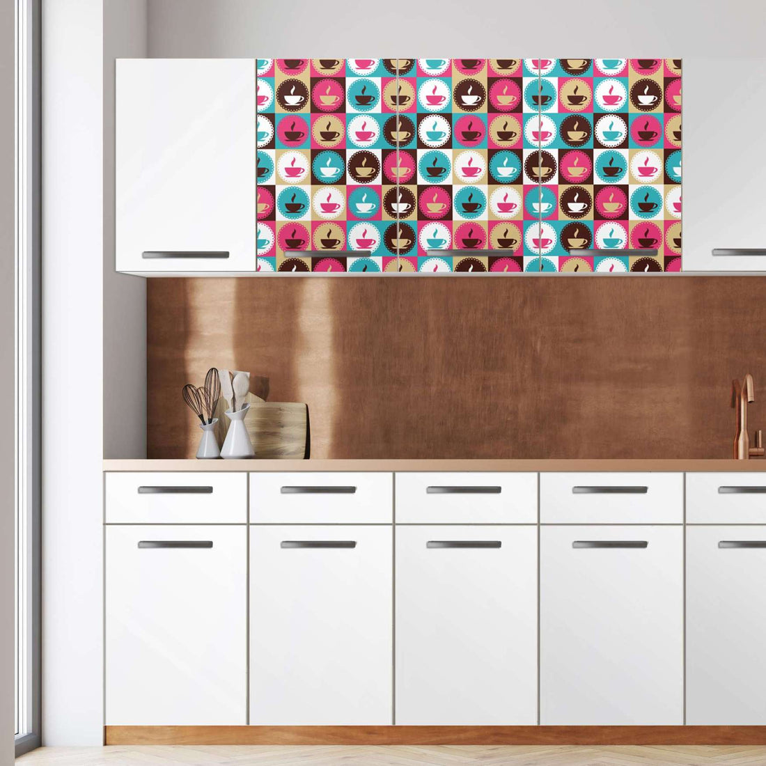 Klebefolie für die Küche -Coffee Cups- Wandschrank 120x60 cm - Front