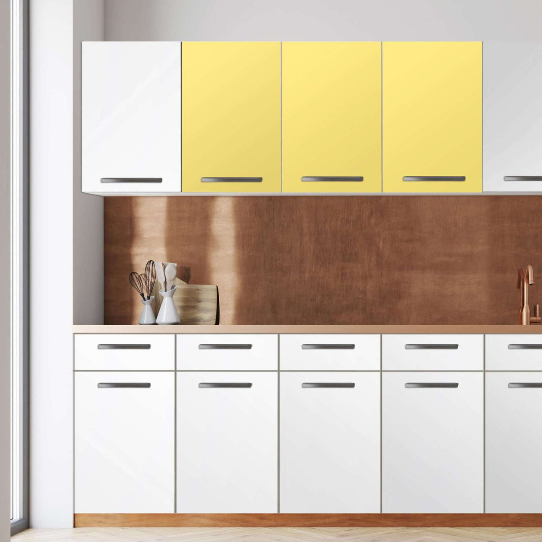 Klebefolie für die Küche -Gelb Light- Wandschrank 120x60 cm - Front
