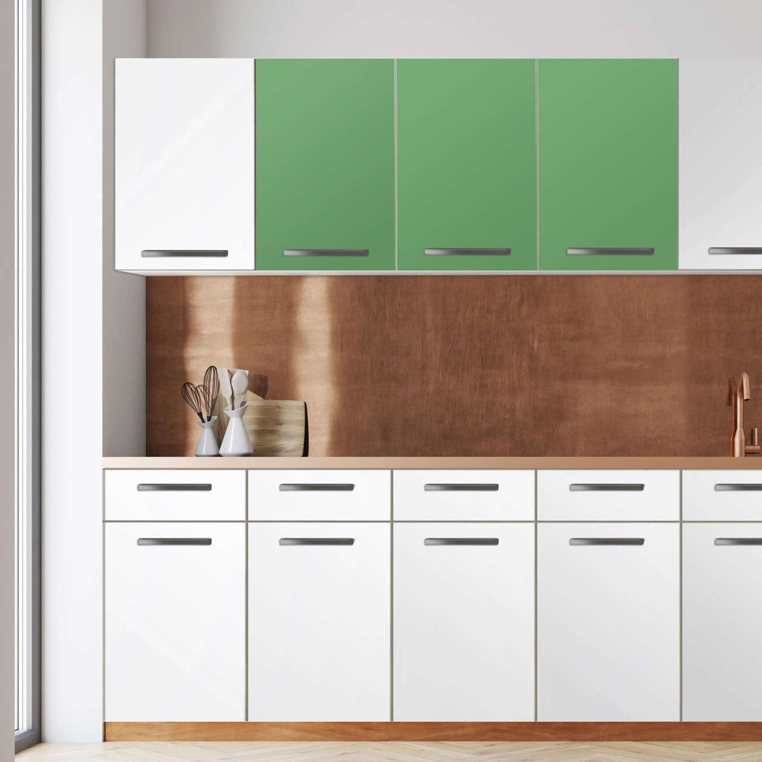 Klebefolie für die Küche -Grün Light- Wandschrank 120x60 cm - Front