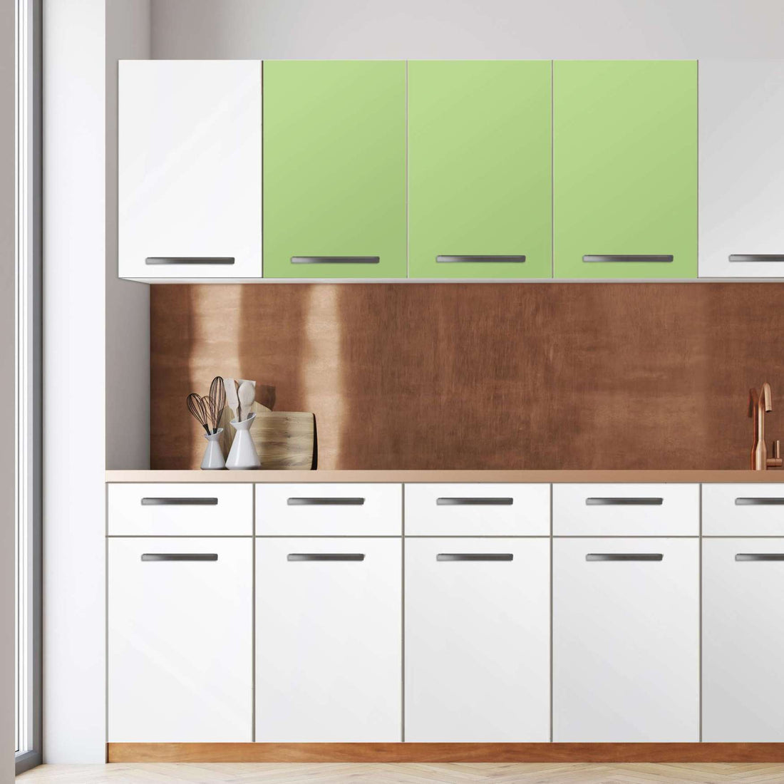 Klebefolie für die Küche -Hellgrün Light- Wandschrank 120x60 cm - Front