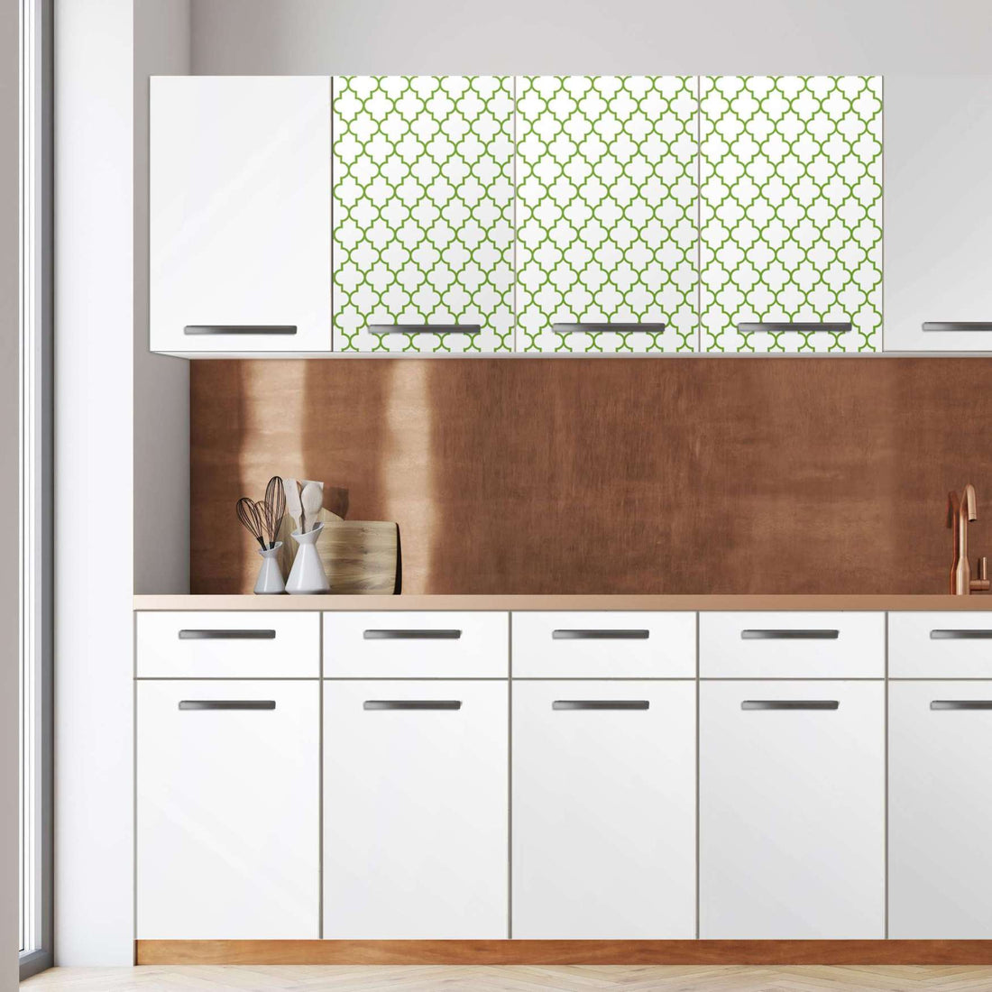 Klebefolie für die Küche -Retro Pattern - Grün- Wandschrank 120x60 cm - Front