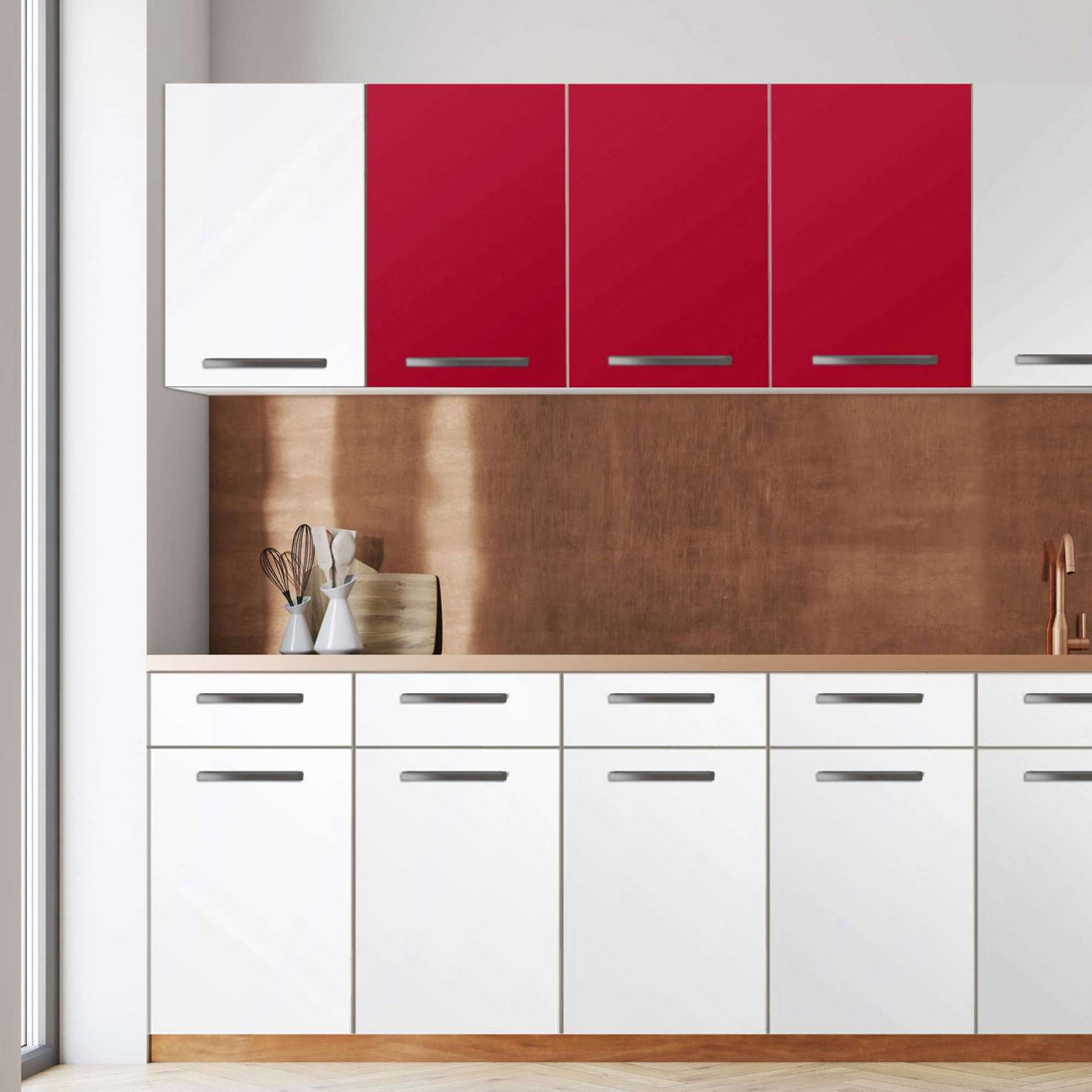 Klebefolie für die Küche -Rot Dark- Wandschrank 120x60 cm - Front