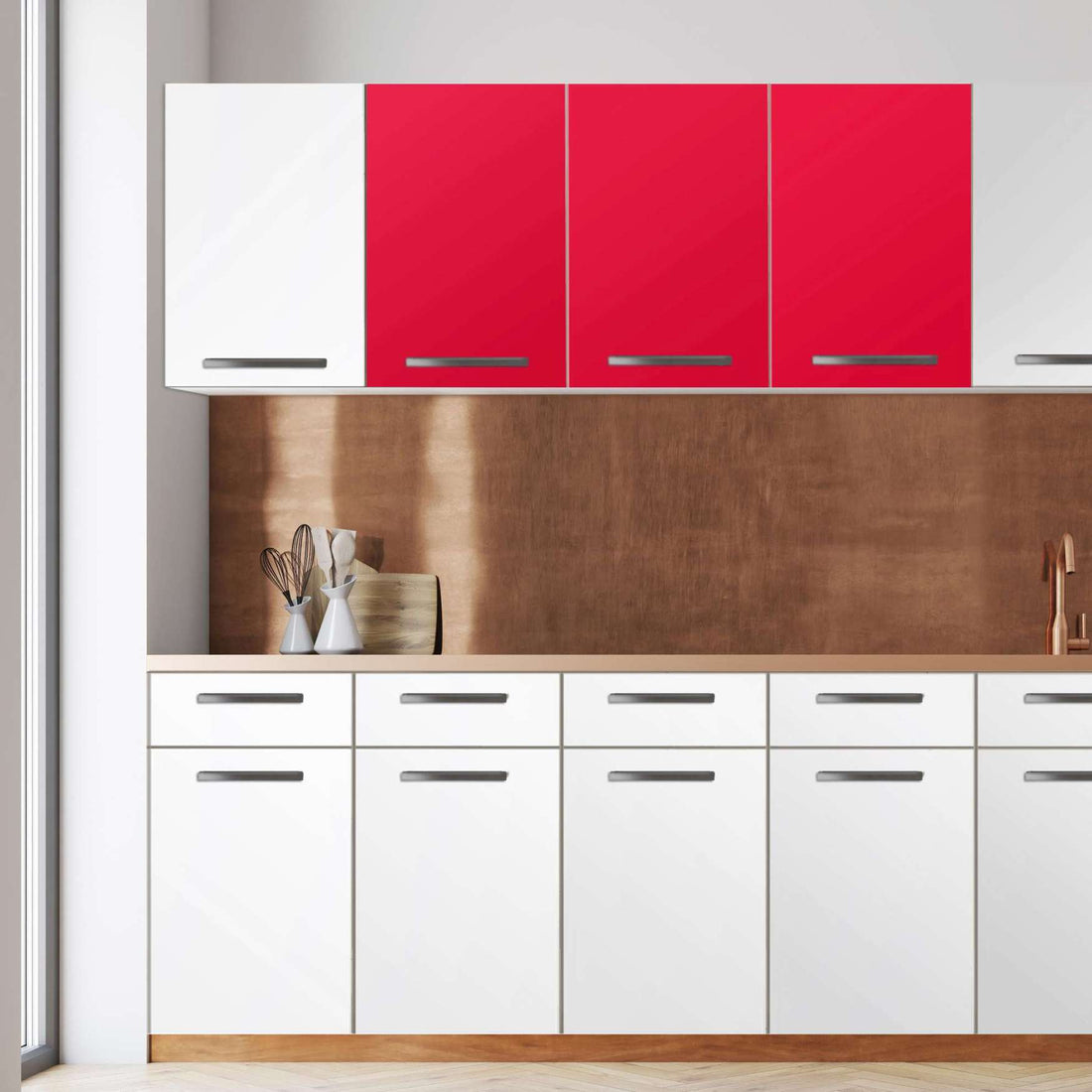 Klebefolie für die Küche -Rot Light- Wandschrank 120x60 cm - Front