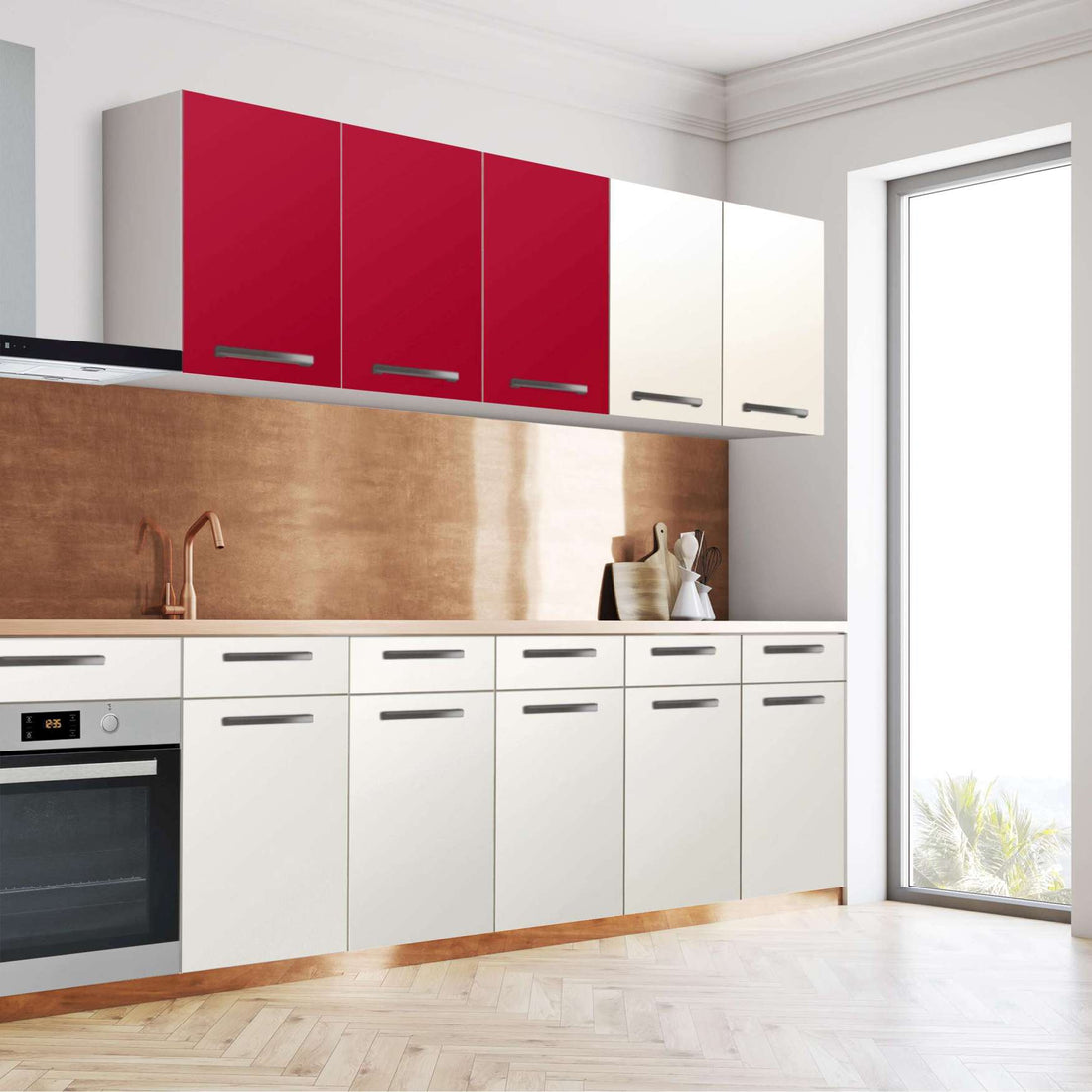 Klebefolie für die Küche Rot Dark - Wandschrank 120x60 cm - Seite