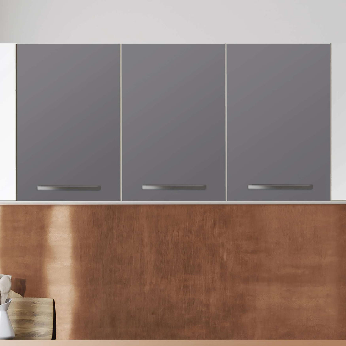 Klebefolie für die Küche Grau Light - Wandschrank 120x60 cm - Zoom