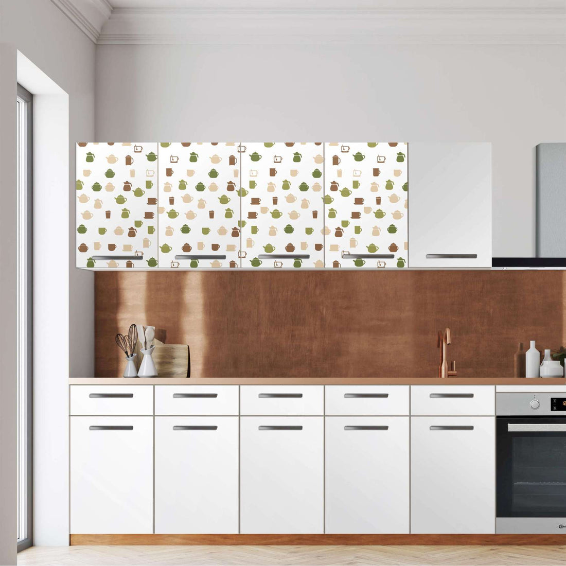 Klebefolie für die Küche -Cans and Cups- Wandschrank 160x60 cm - Front