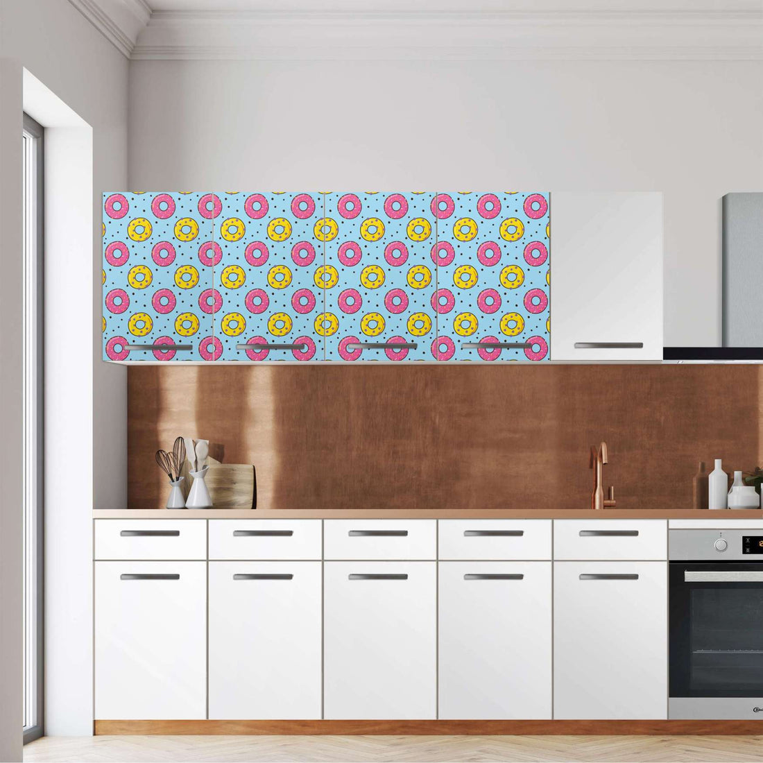 Klebefolie für die Küche -Donutparty- Wandschrank 160x60 cm - Front
