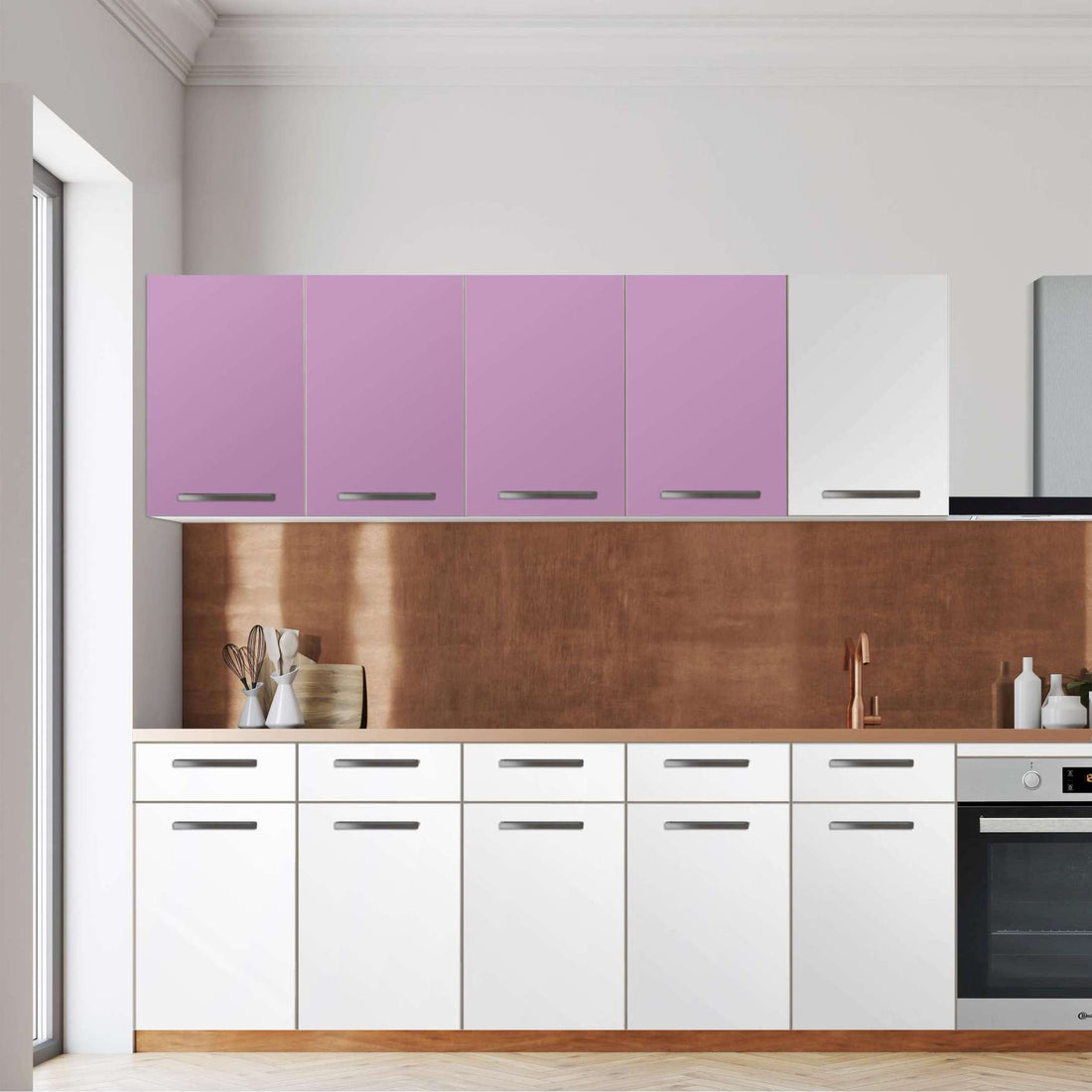 Klebefolie für die Küche -Flieder Light- Wandschrank 160x60 cm - Front