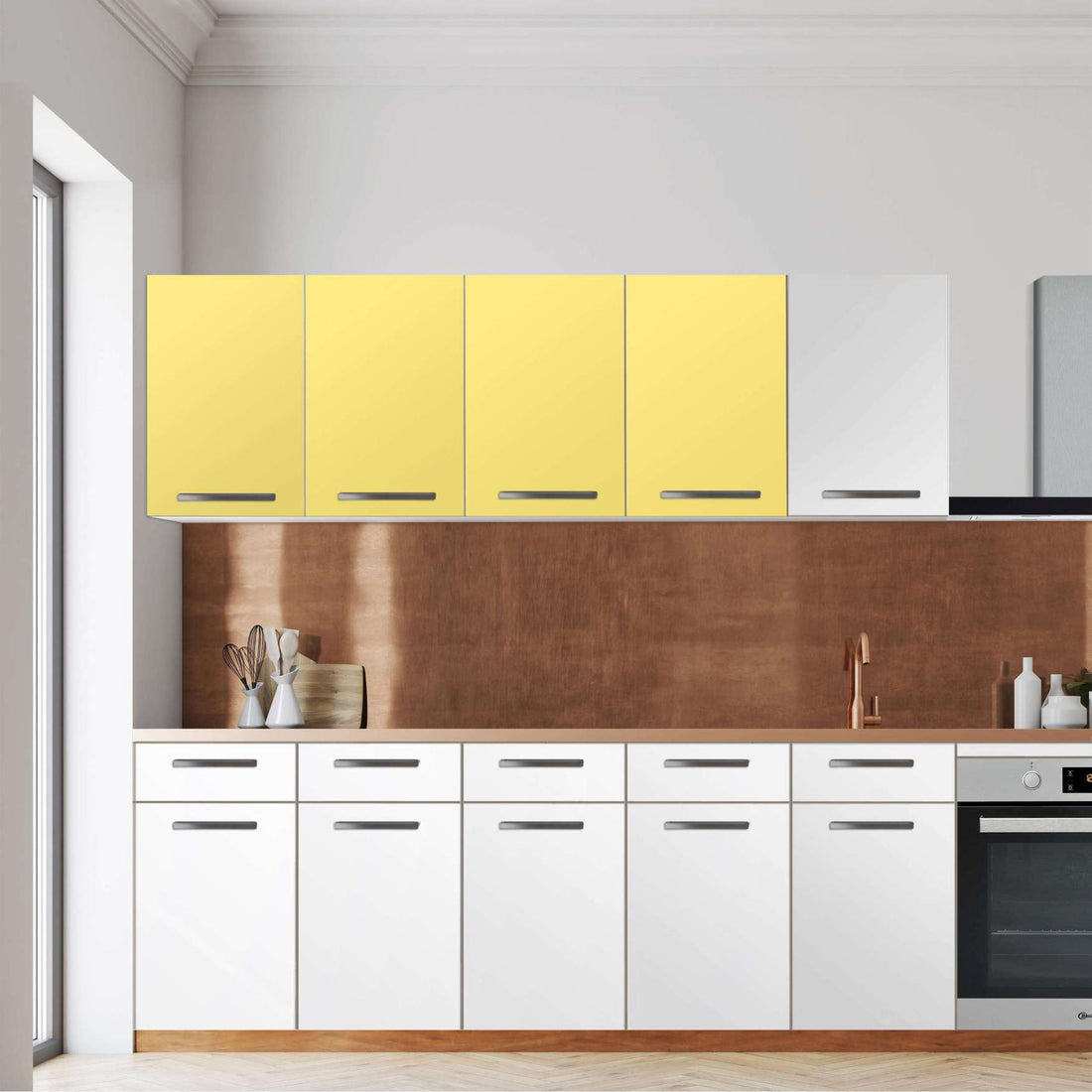 Klebefolie für die Küche -Gelb Light- Wandschrank 160x60 cm - Front