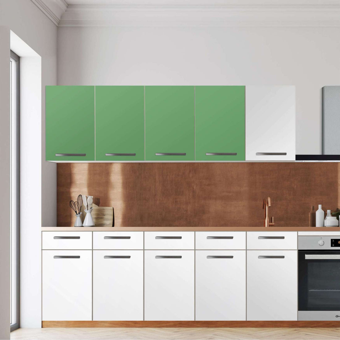 Klebefolie für die Küche -Grün Light- Wandschrank 160x60 cm - Front
