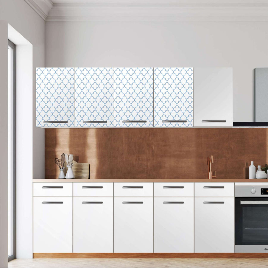 Klebefolie für die Küche -Retro Pattern - Blau- Wandschrank 160x60 cm - Front