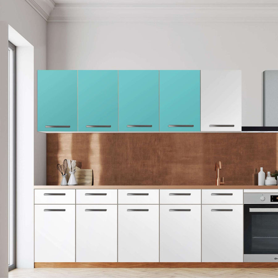 Klebefolie für die Küche -Türkisgrün Light- Wandschrank 160x60 cm - Front