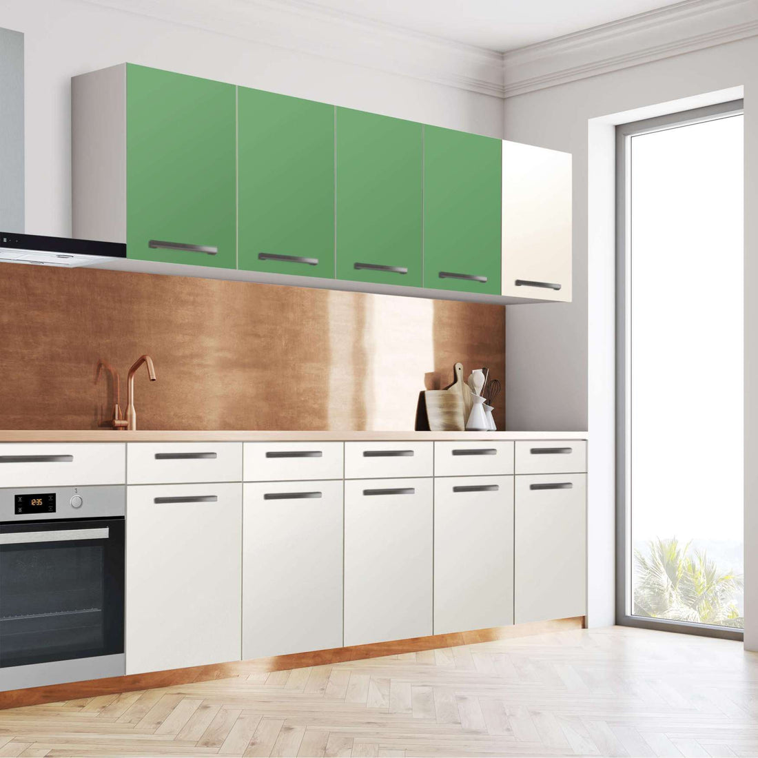 Klebefolie für die Küche Grün Light - Wandschrank 160x60 cm - Seite
