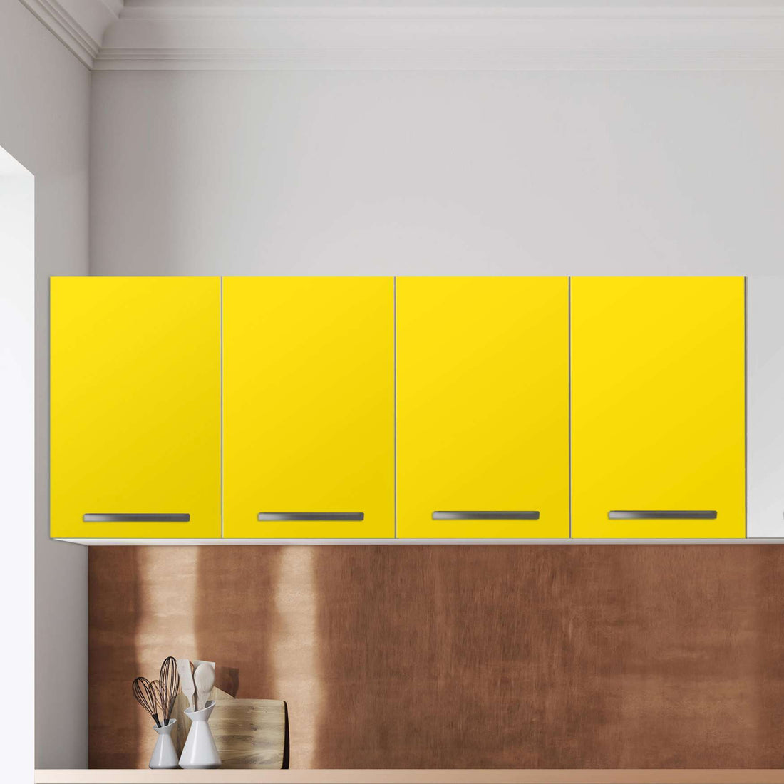 Klebefolie für die Küche Gelb Dark - Wandschrank 160x60 cm - Zoom