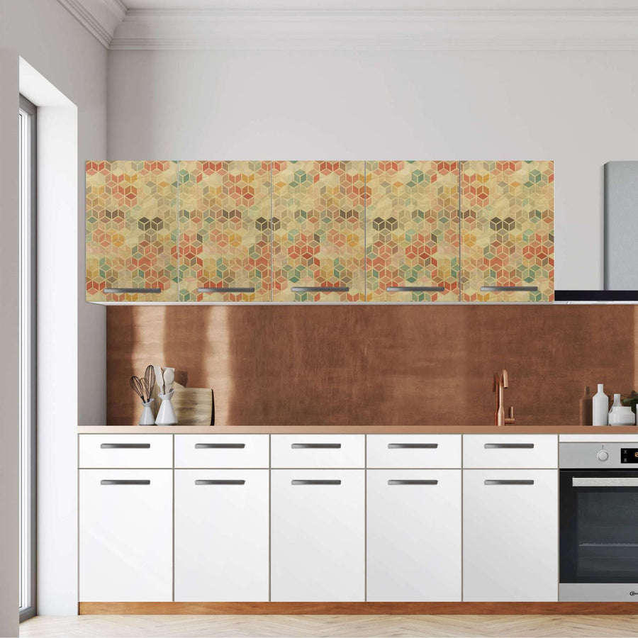 Klebefolie für die Küche -3D Retro Pattern- Wandschrank 200x60 cm - Front