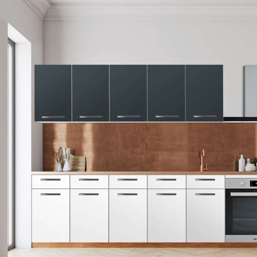 Klebefolie für die Küche -Blaugrau Dark- Wandschrank 200x60 cm - Front