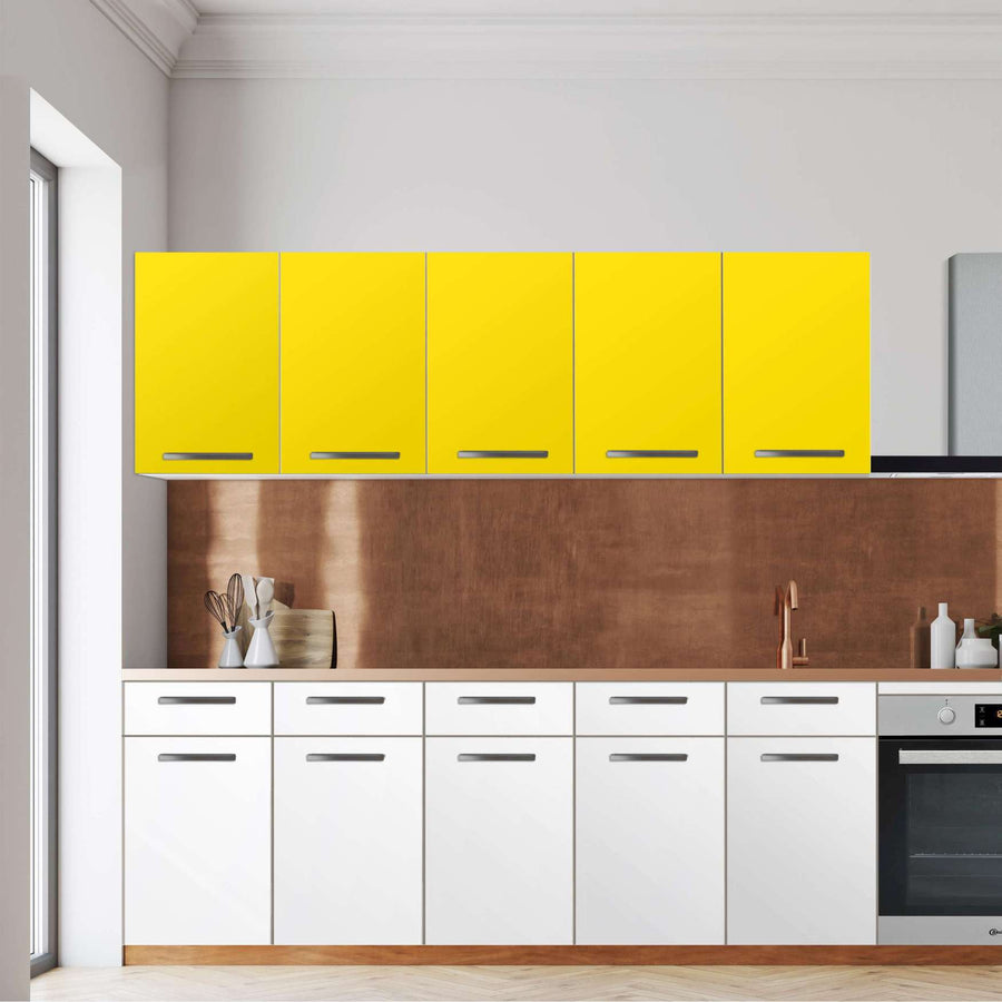 Klebefolie für die Küche -Gelb Dark- Wandschrank 200x60 cm - Front
