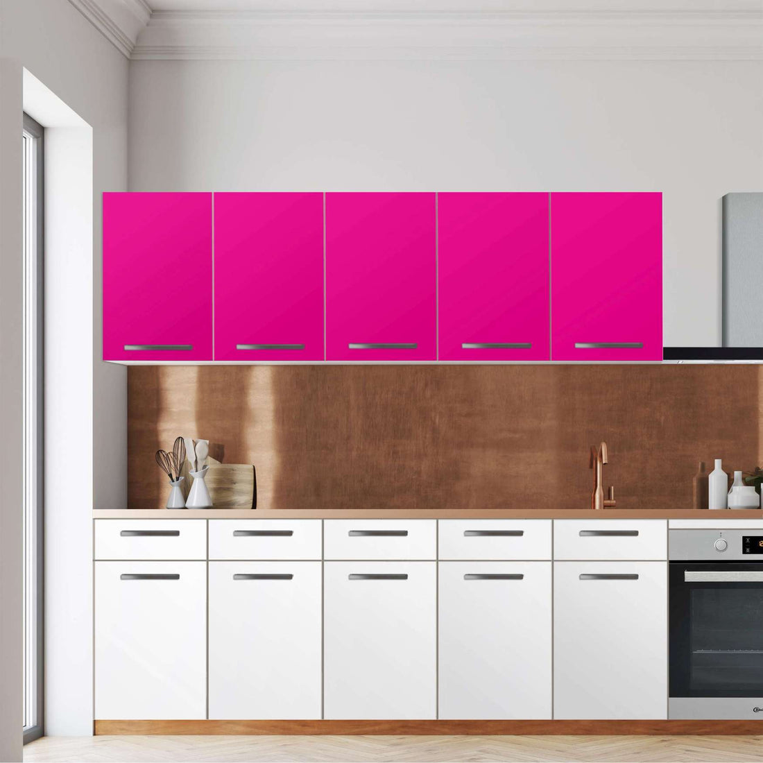 Klebefolie für die Küche -Pink Dark- Wandschrank 200x60 cm - Front