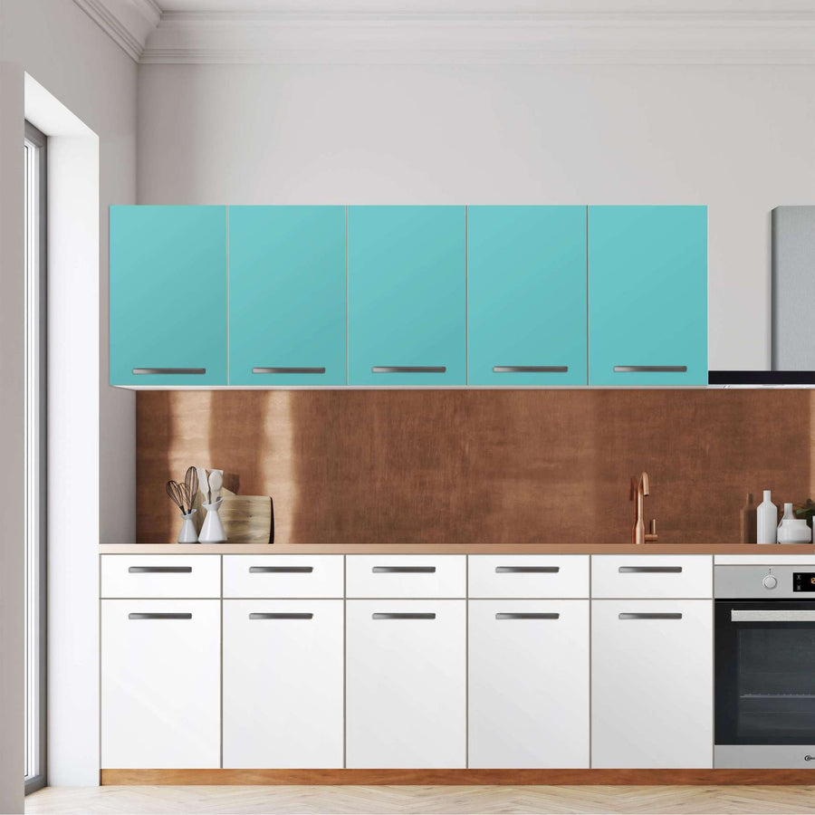 Klebefolie für die Küche -Türkisgrün Light- Wandschrank 200x60 cm - Front