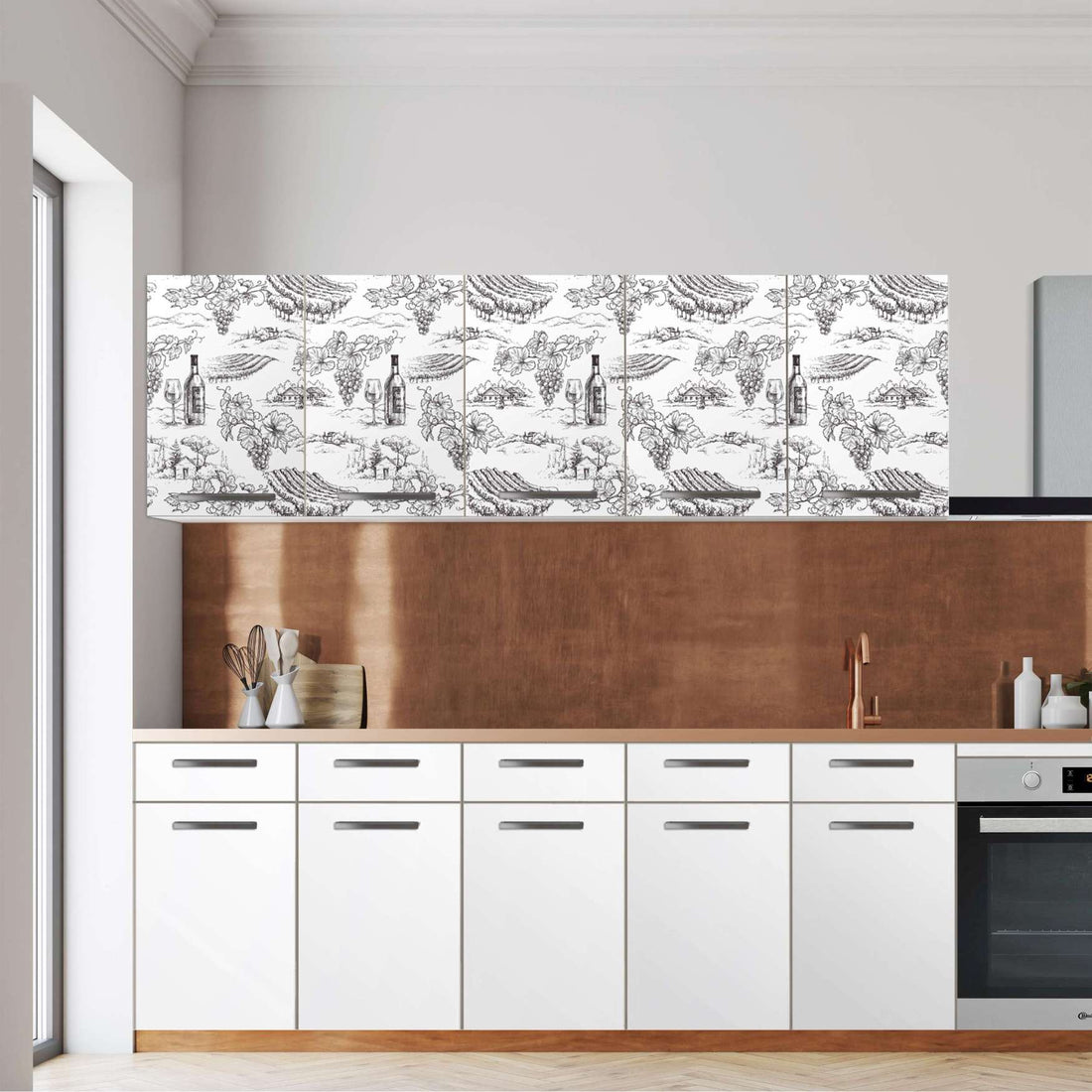 Klebefolie für die Küche -Vineyard- Wandschrank 200x60 cm - Front