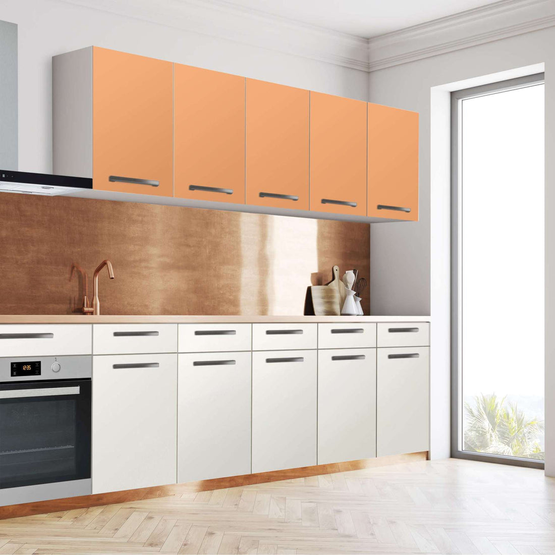 Klebefolie für die Küche Orange Light - Wandschrank 200x60 cm - Seite