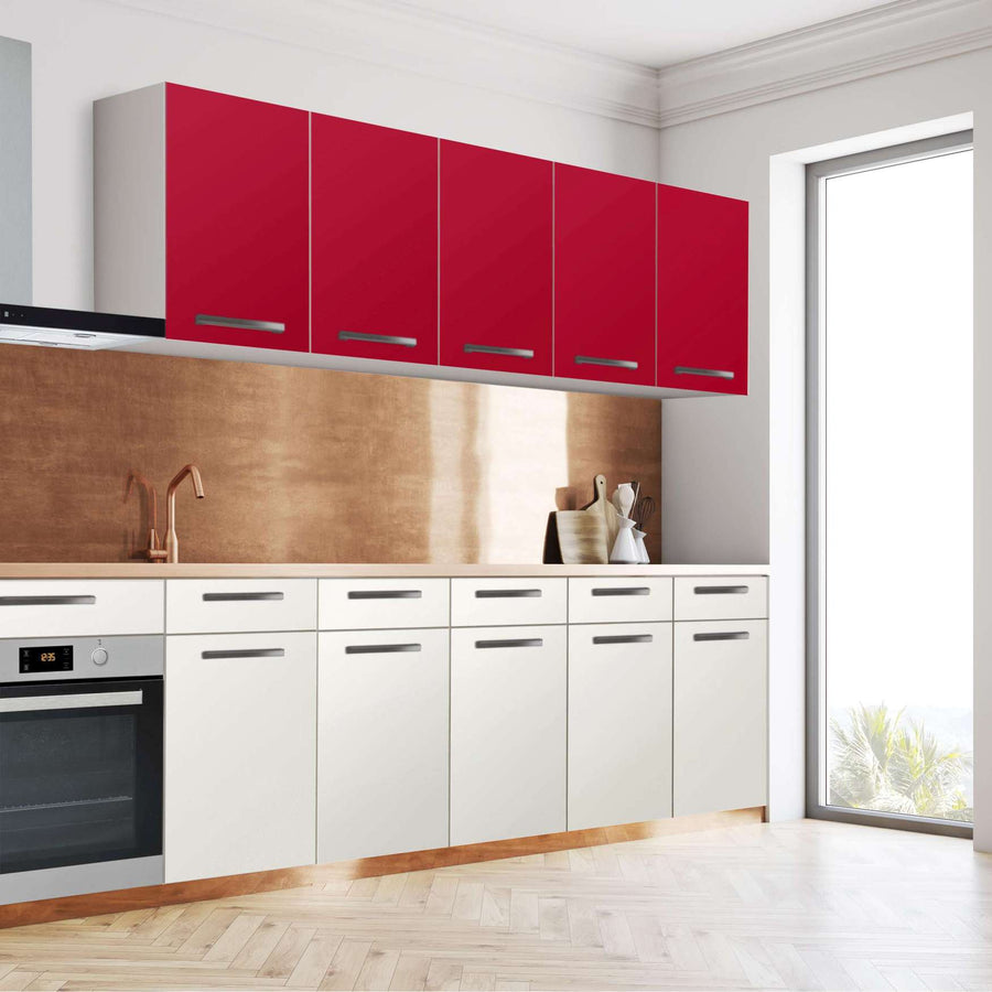 Klebefolie für die Küche Rot Dark - Wandschrank 200x60 cm - Seite