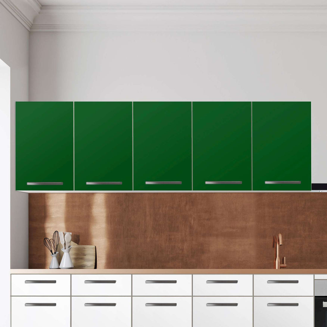 Klebefolie für die Küche Grün Dark - Wandschrank 200x60 cm - Zoom