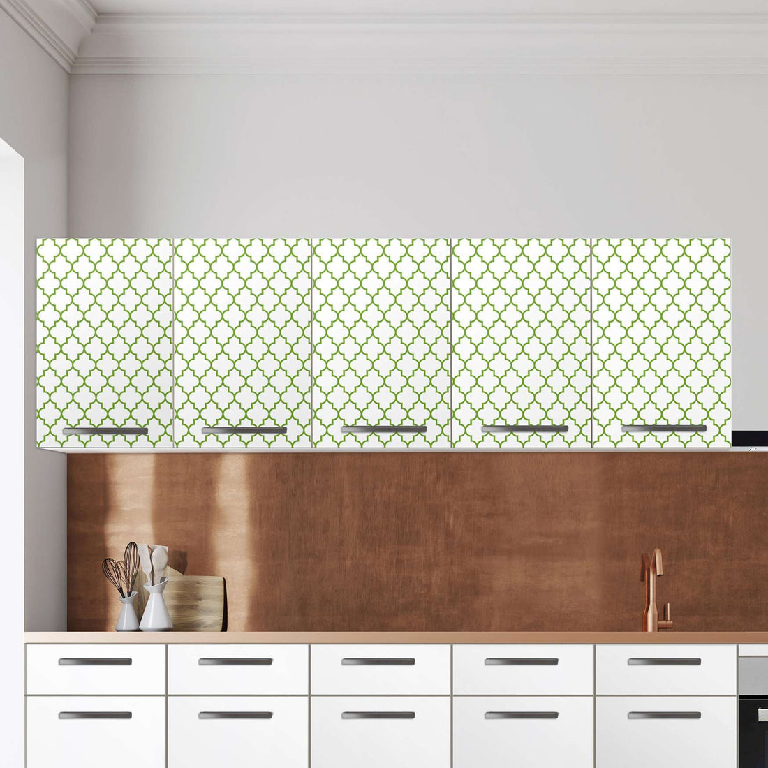 Klebefolie für die Küche Retro Pattern - Grün - Wandschrank 200x60 cm - Zoom