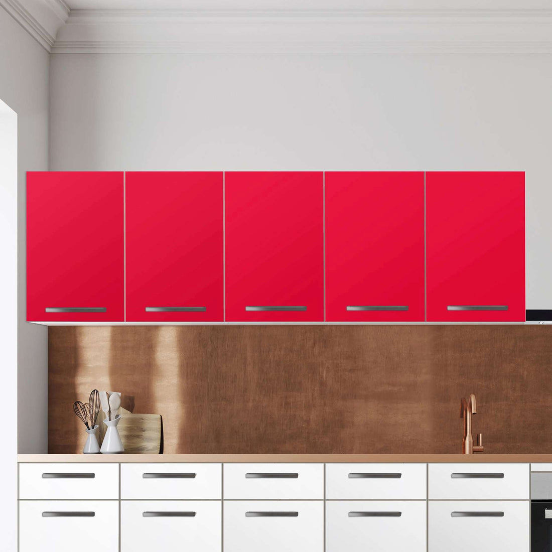 Klebefolie für die Küche Rot Light - Wandschrank 200x60 cm - Zoom